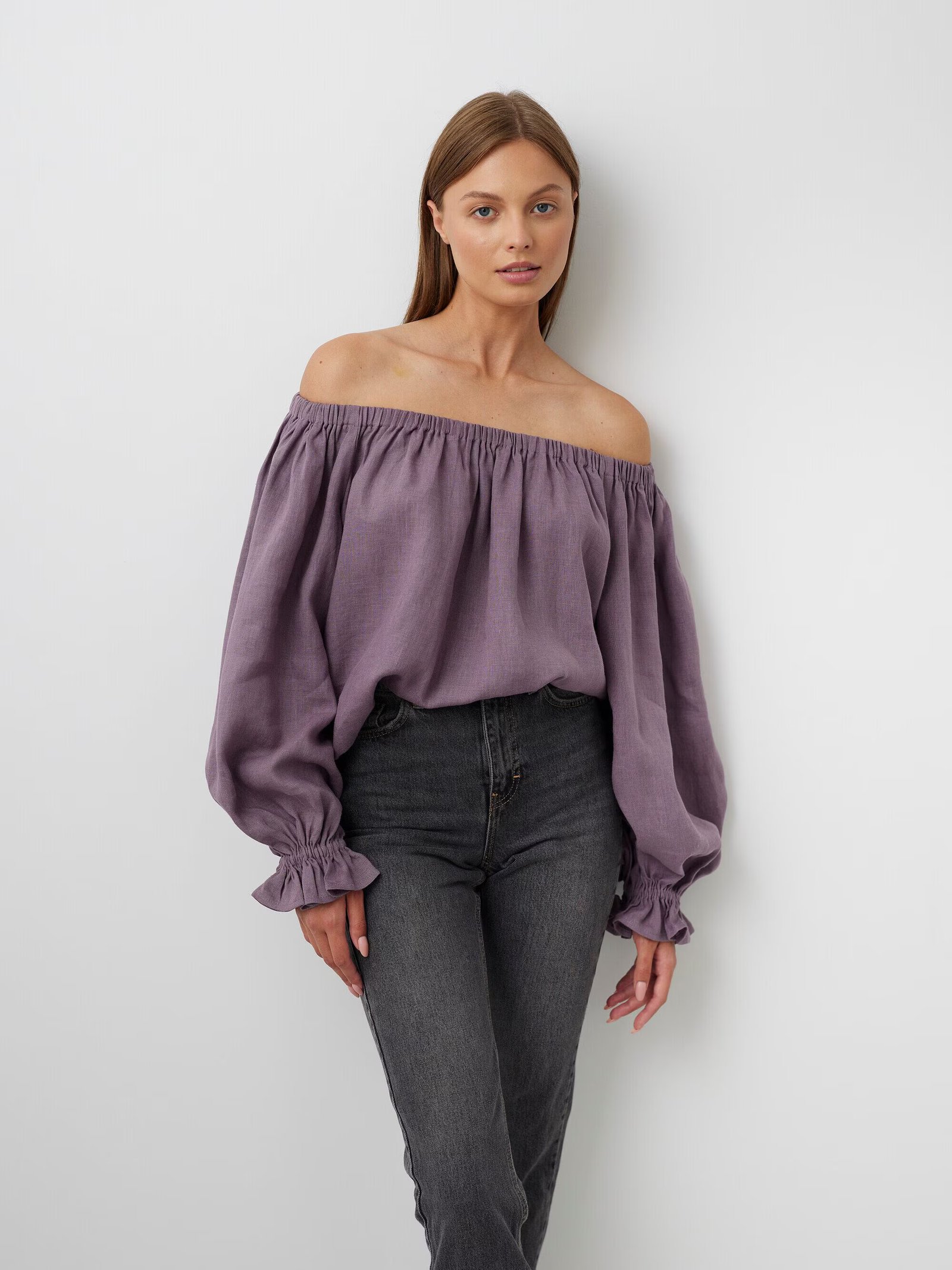 Linen Off-Shoulder Blouse